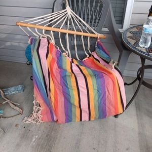 Rainbow color extra large vintage hammock in great shape.